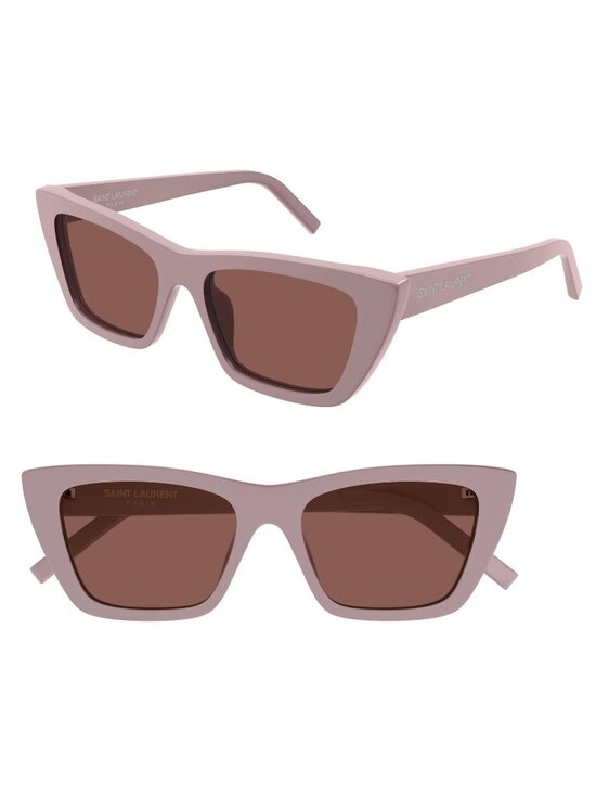 Saint Laurent SL276 MICA 058 55mm Rectangular Cat-Eye Pink Brown Sunglasses